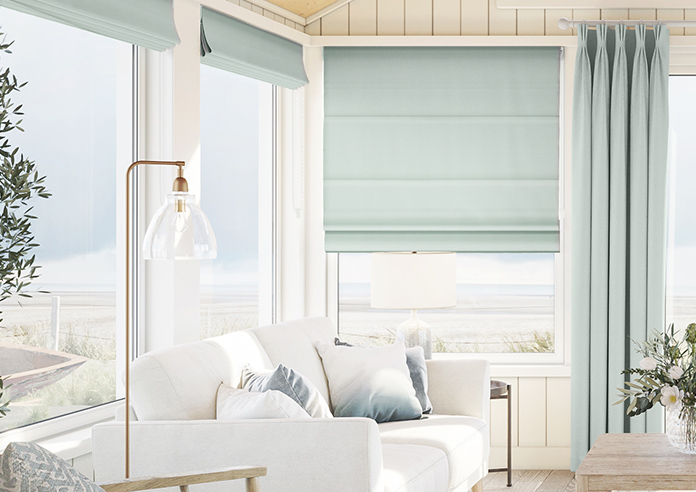 Soft Chevron, Blue Glacier - Motorised Roman Blind - Image 3